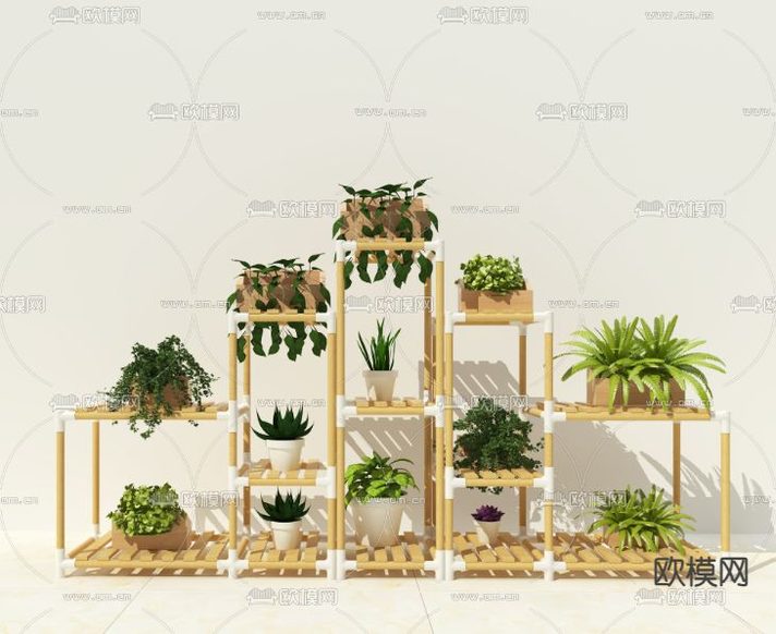 北欧装饰架 置物架 绿植架 花架3d模型下载