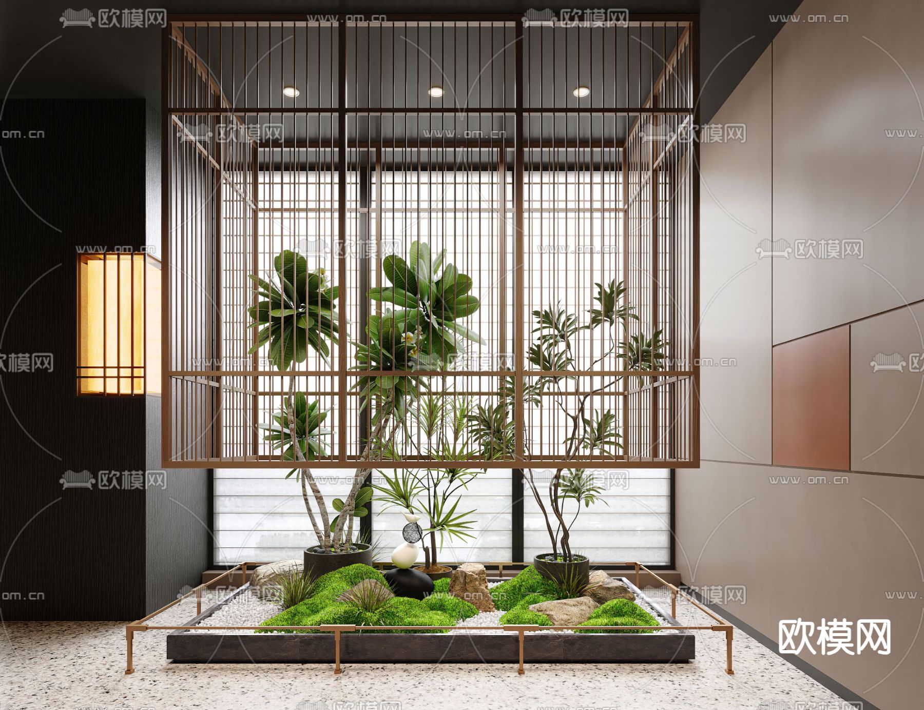 现代室内景观 植物堆su模型下载（渲染图1）