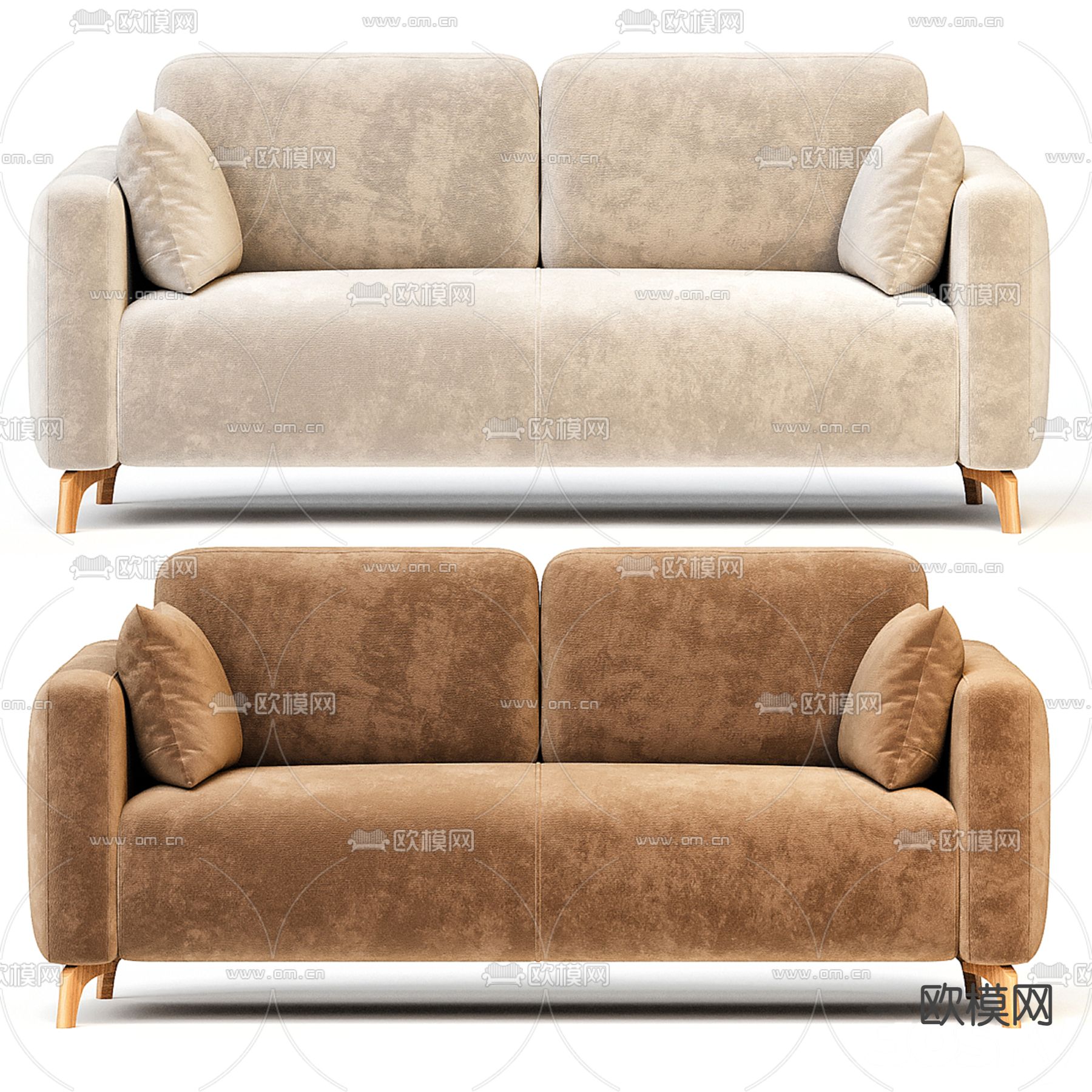 现代双人沙发3d模型下载（渲染图1）