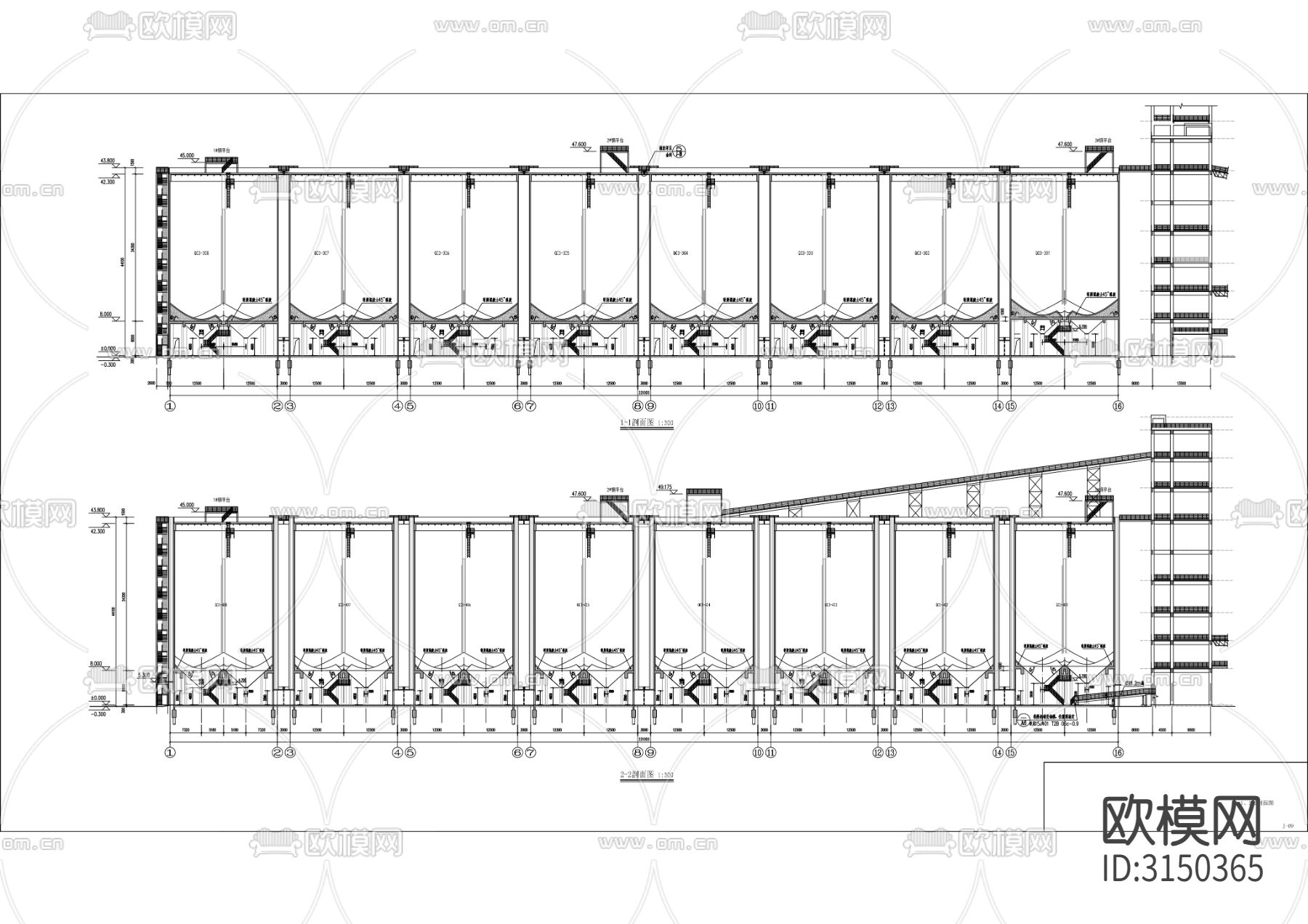 粮食筒仓 通用码头工程cad施工图下载（渲染图1）