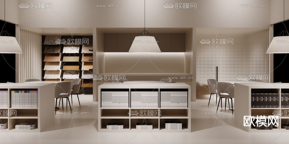 建材展台 材料样品展厅3d模型下载(渲染图3)
