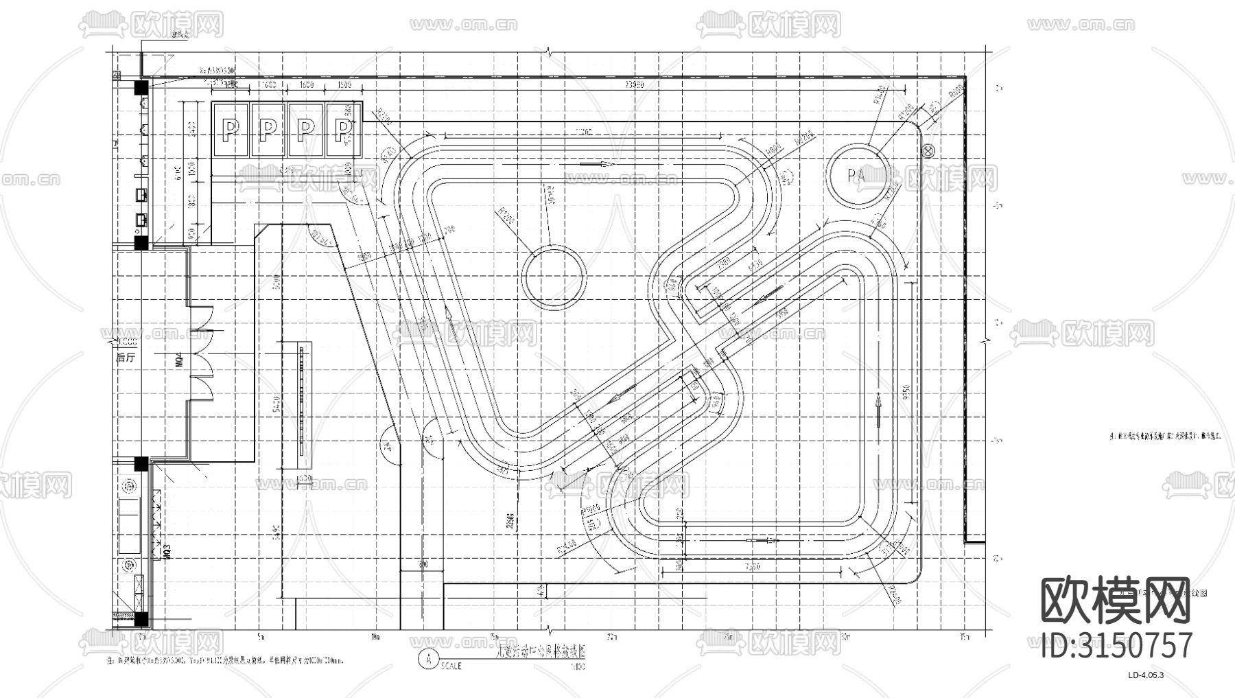 儿童活动场地 娱乐设施cad大样图下载（渲染图4）