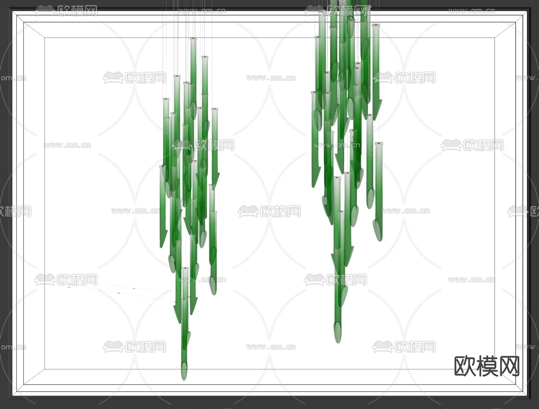 现代装饰吊灯 水晶吊灯 长条吊灯su模型下载（渲染图2）