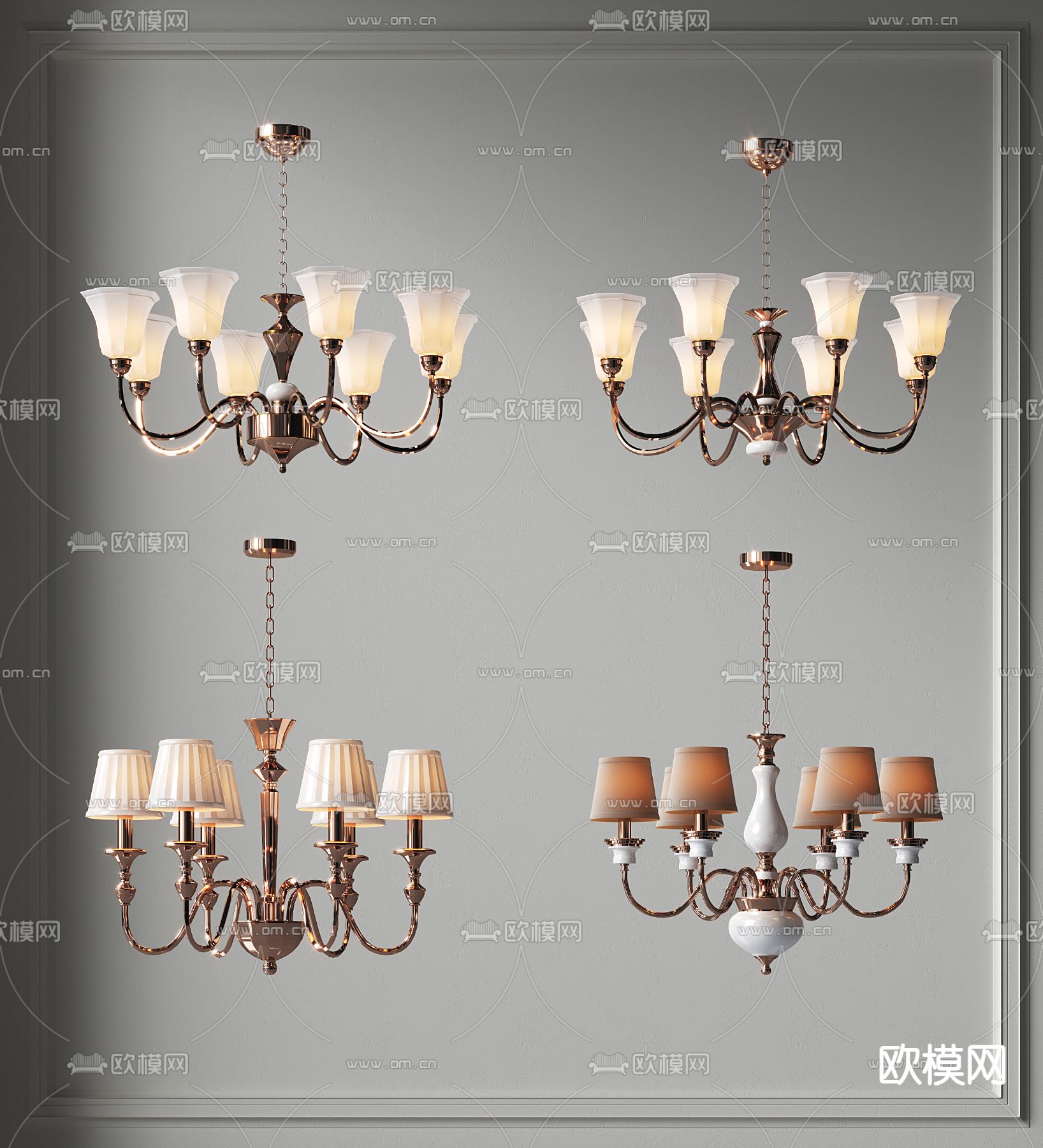 美式吊灯 大厅吊灯3d模型下载