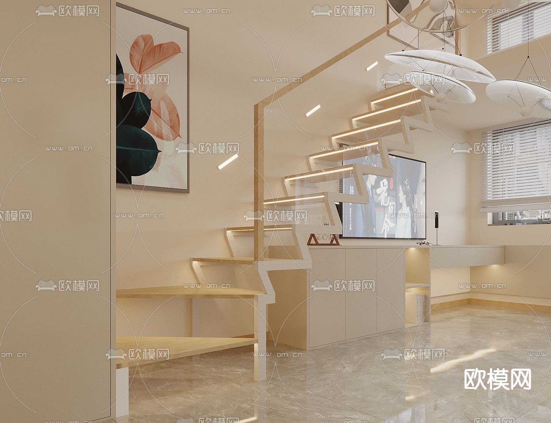 玻璃楼梯 悬空楼梯3d模型下载