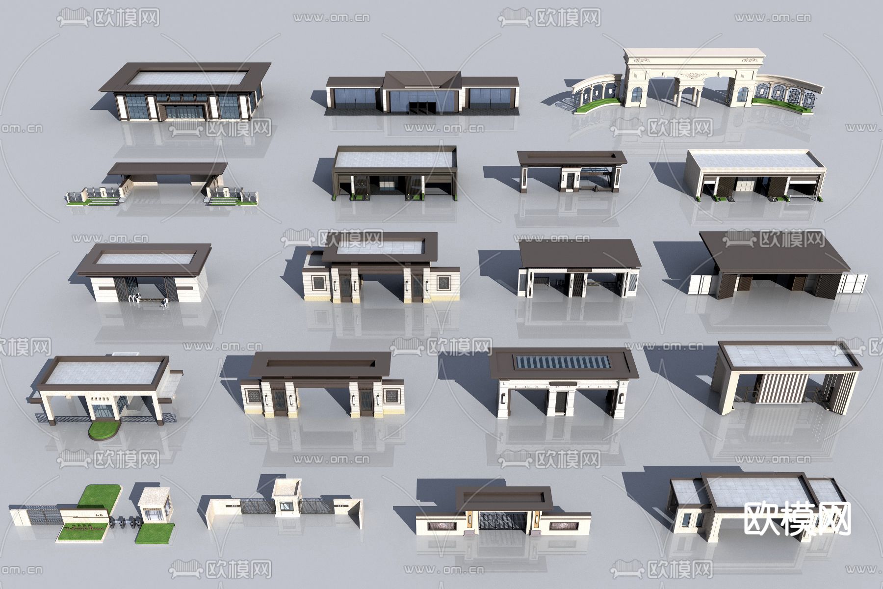 小区住宅大门入口3d模型下载