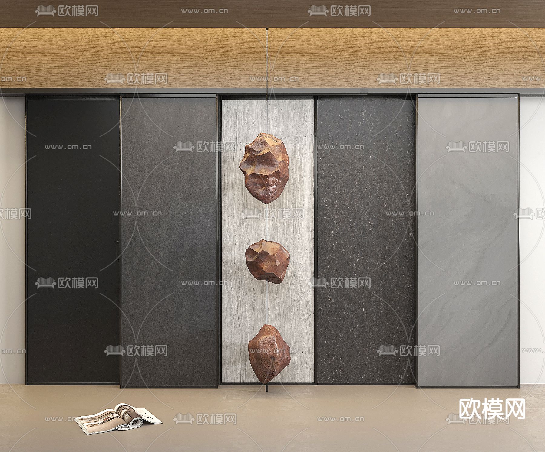 背景墙 岩石板su模型下载（渲染图2）