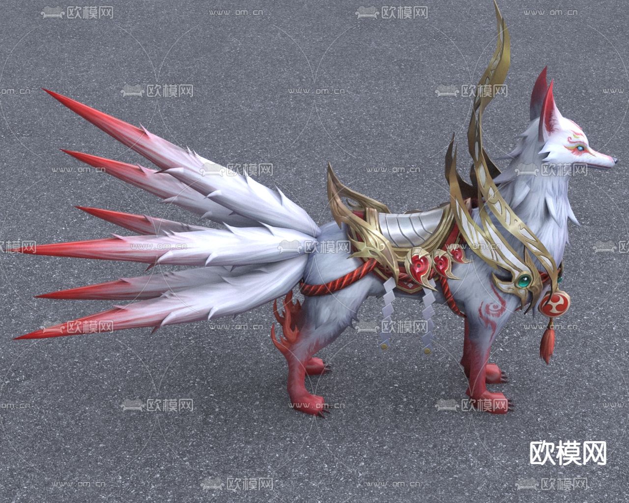 游戏角色 上古神兽九尾狐3d模型下载（渲染图3）