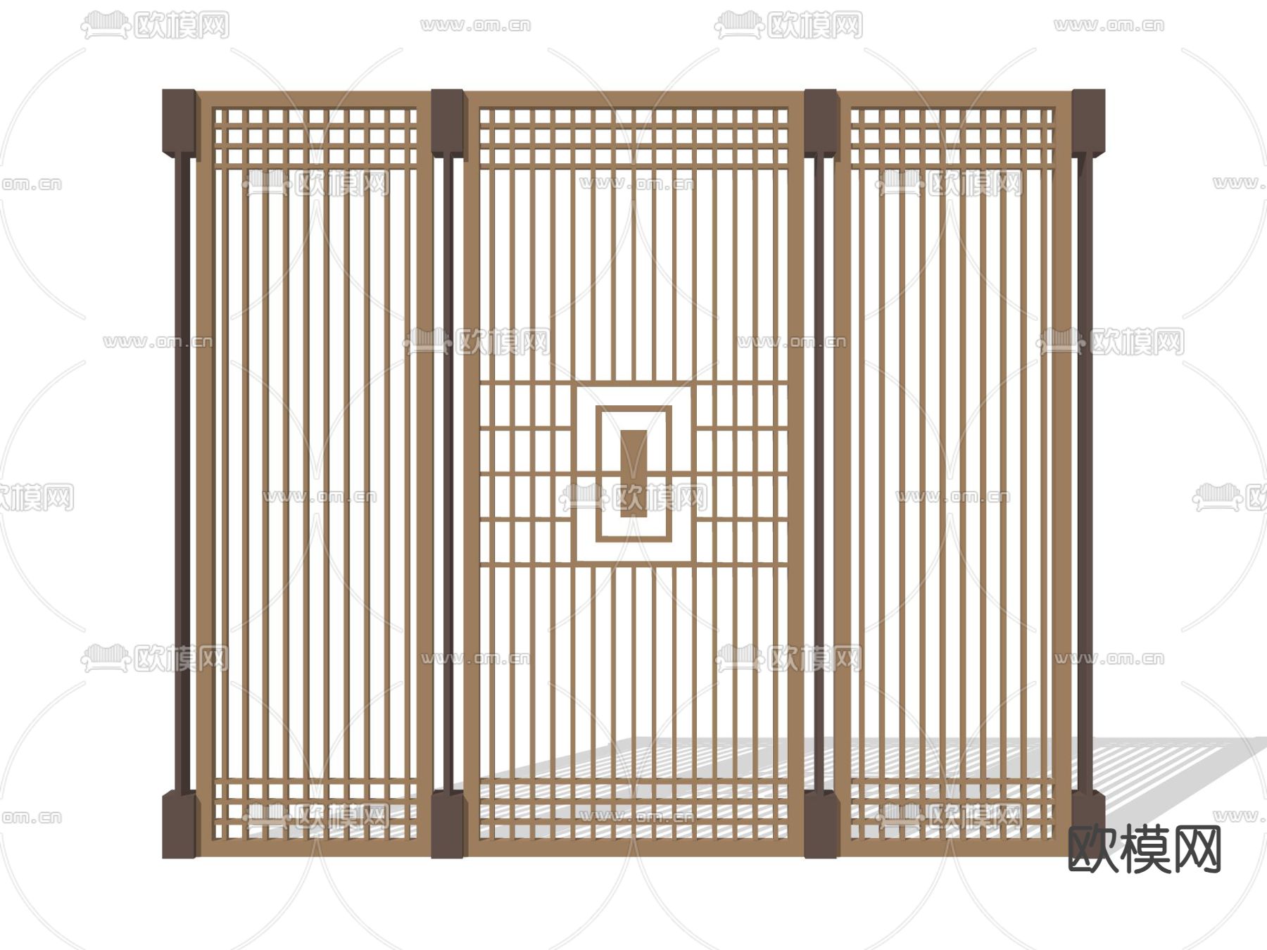 中式屏风 隔断su模型下载