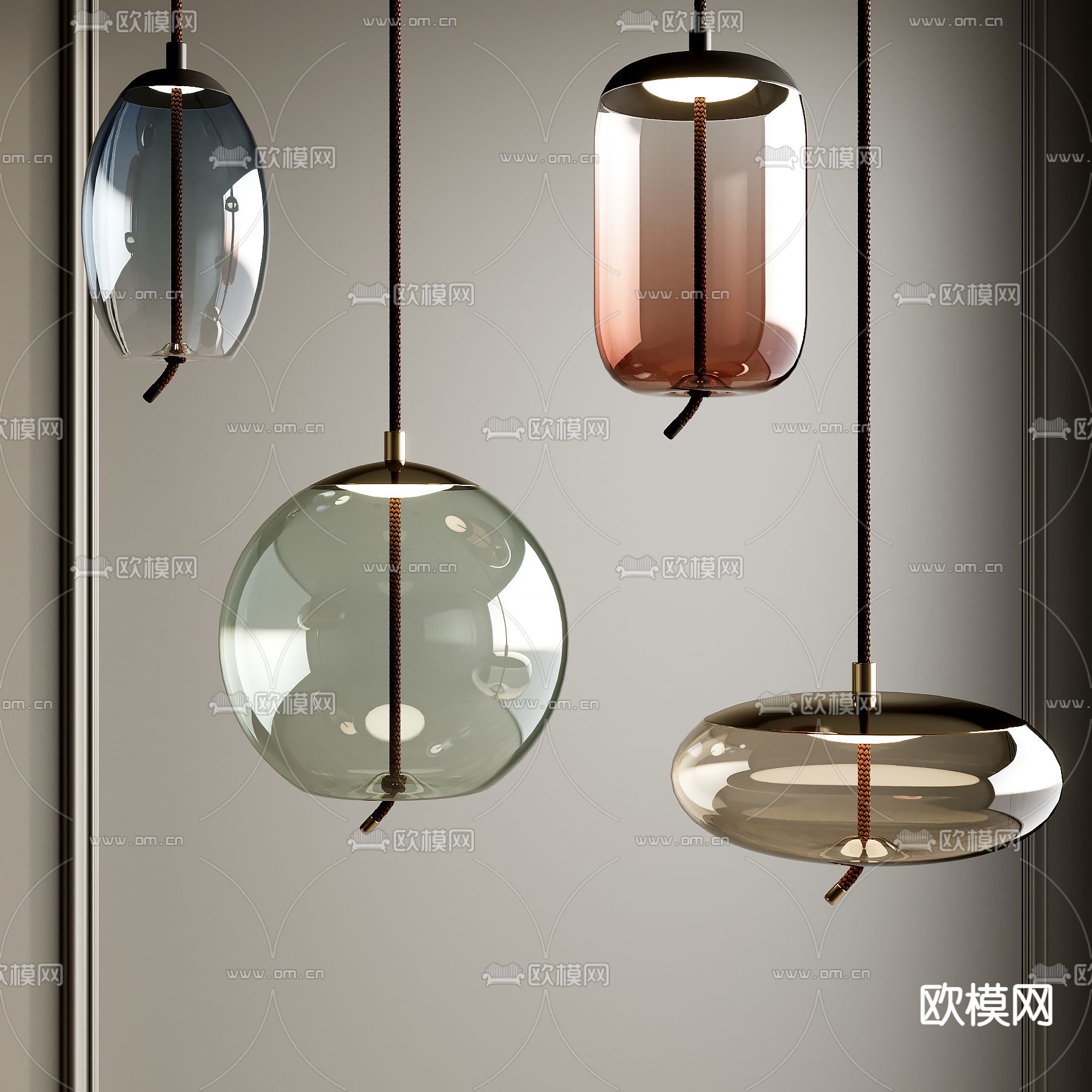 现代玻璃吊灯su模型