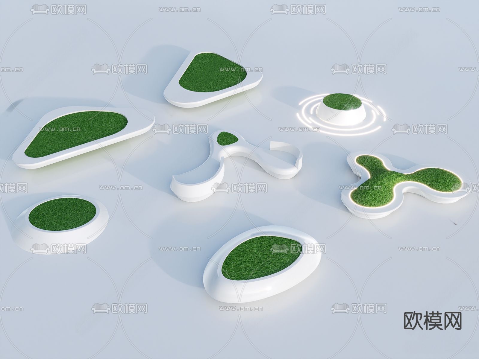 现代景观座椅公共椅3d模型下载