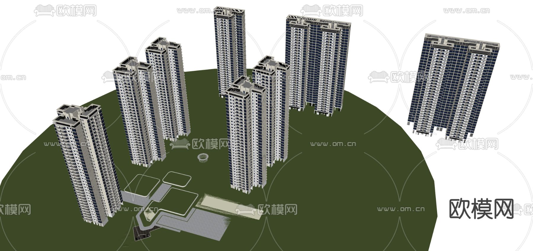 高层住宅外观su模型下载（渲染图3）