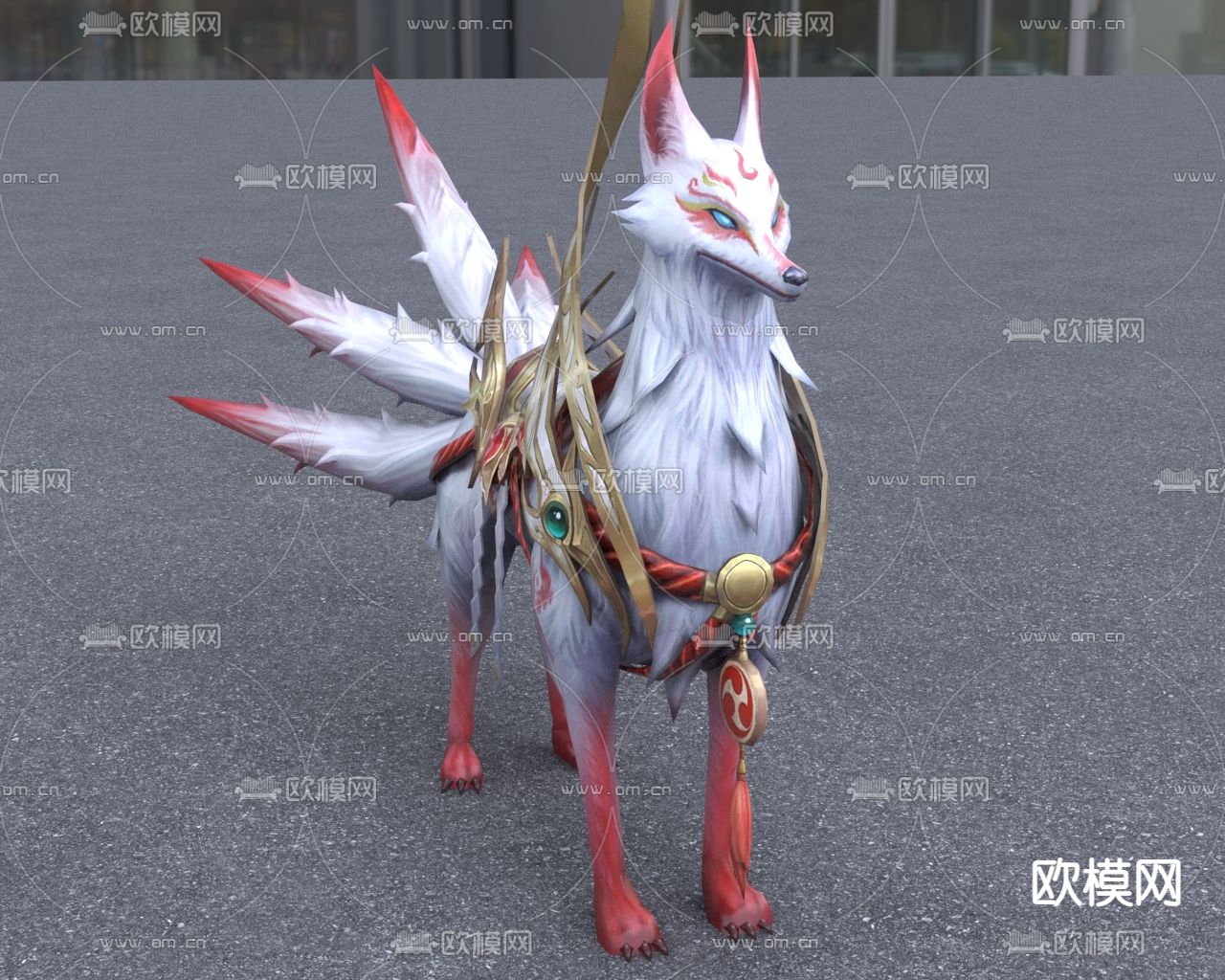 游戏角色 上古神兽九尾狐3d模型下载（渲染图1）