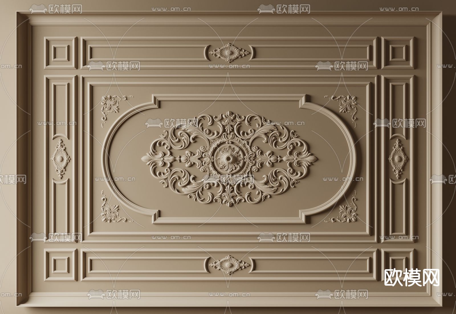 法式天花吊顶 雕花3d模型下载