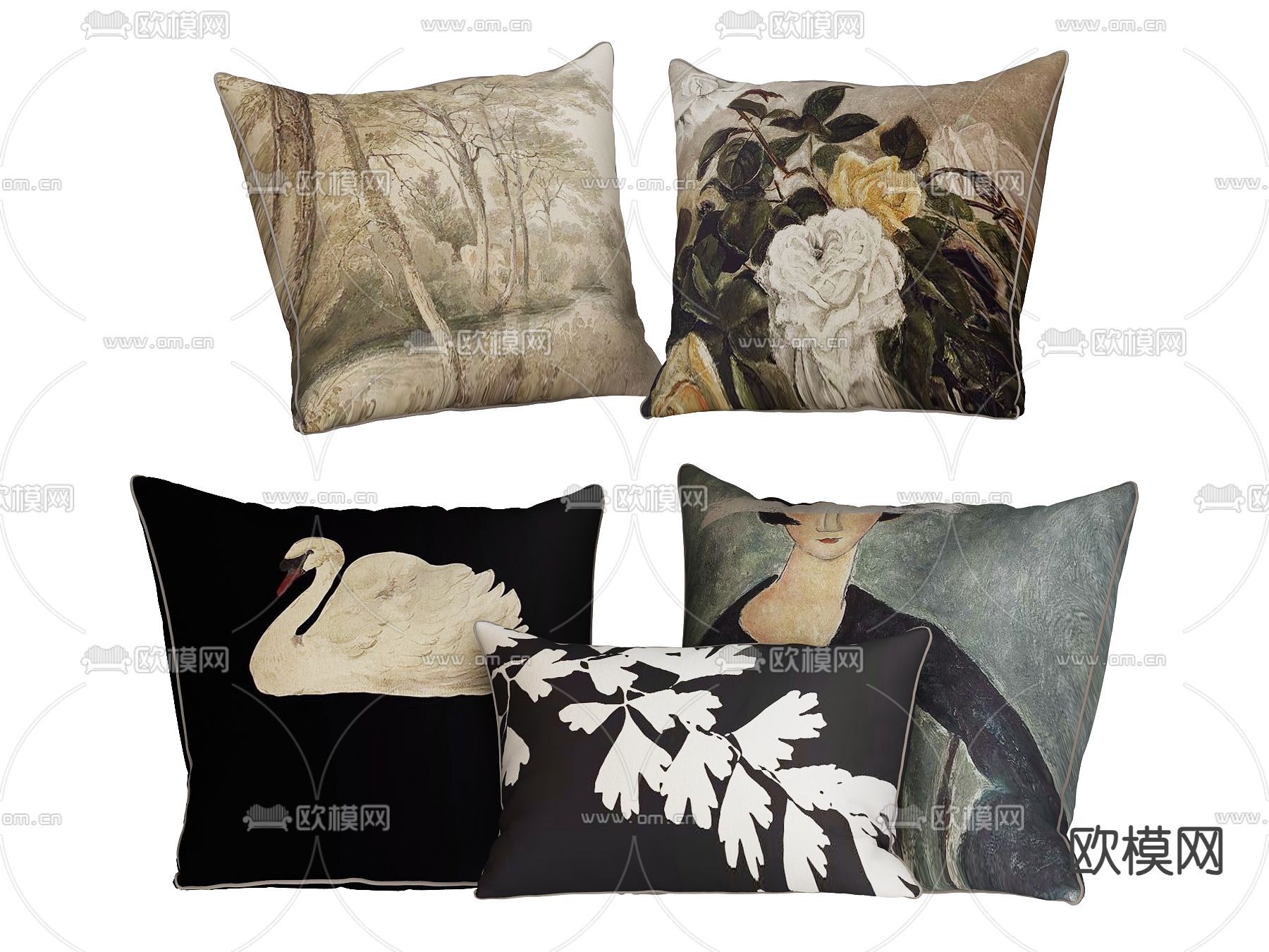 中古风抱枕3d模型下载