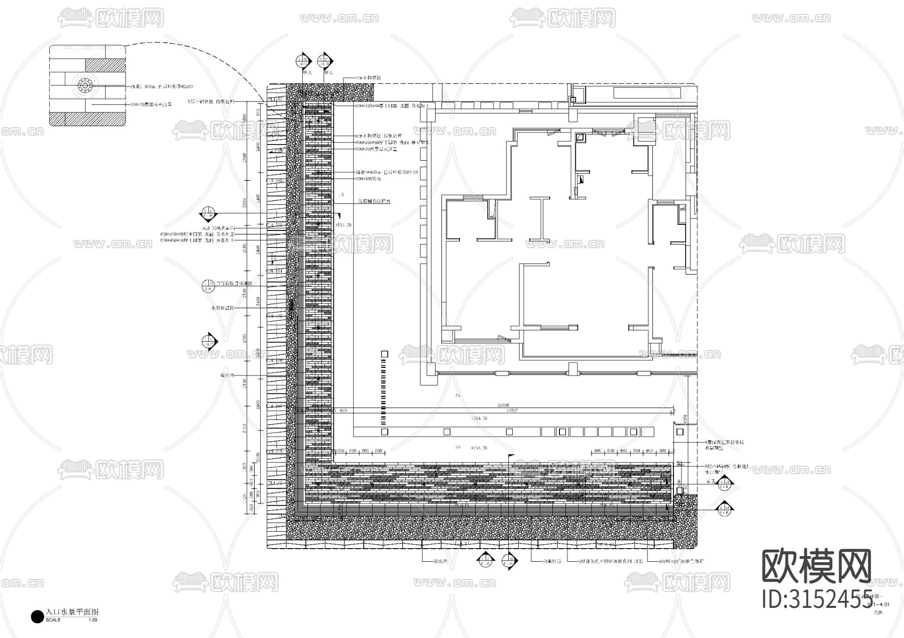 现代入口水景cad大样图下载（渲染图2）