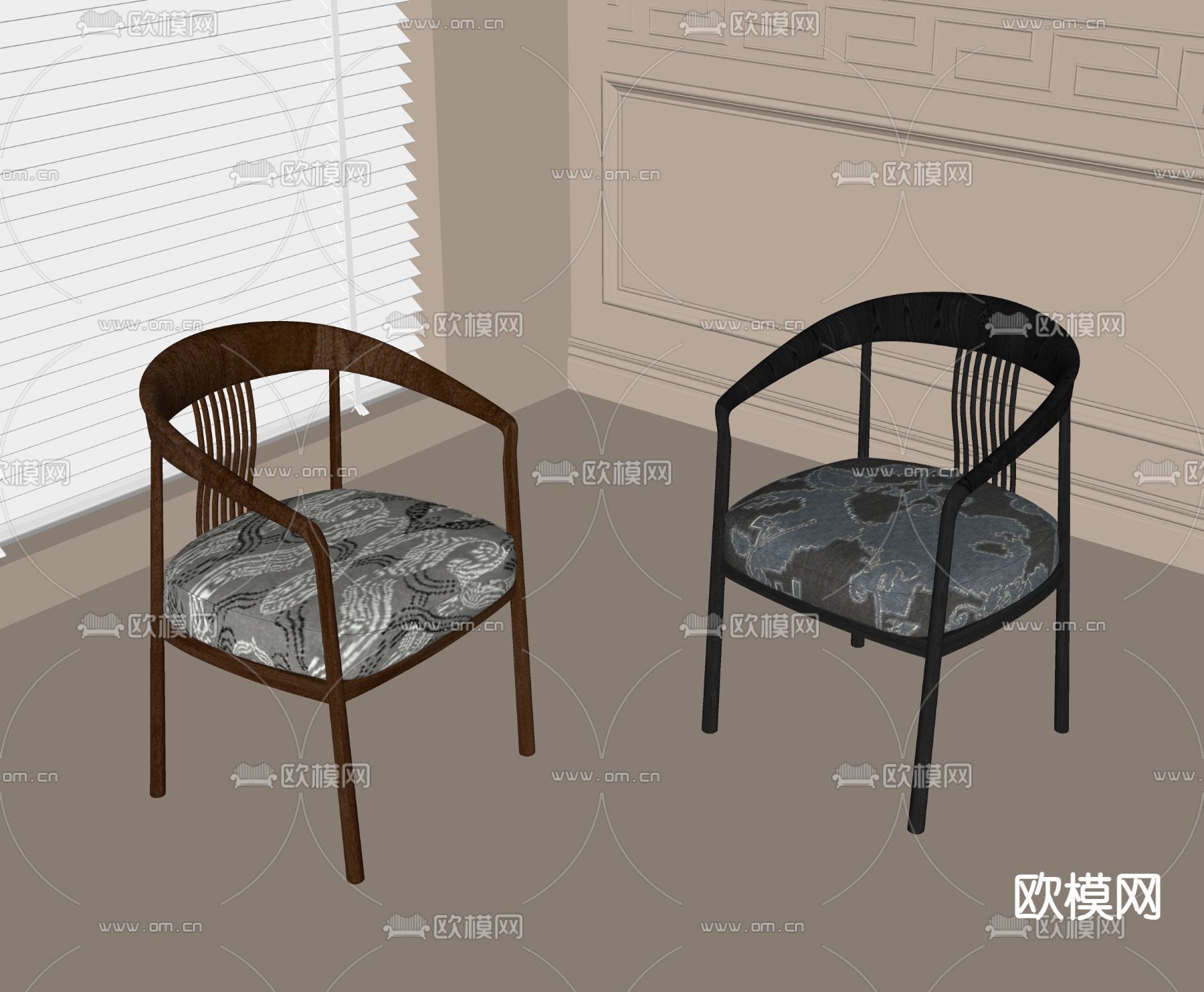 新中式餐椅 圈椅su模型下载（渲染图2）