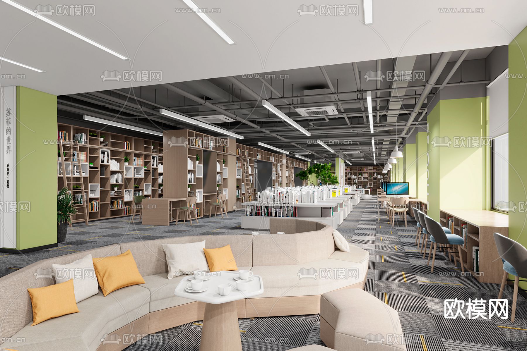 图书室 图书馆3d模型下载（渲染图2）