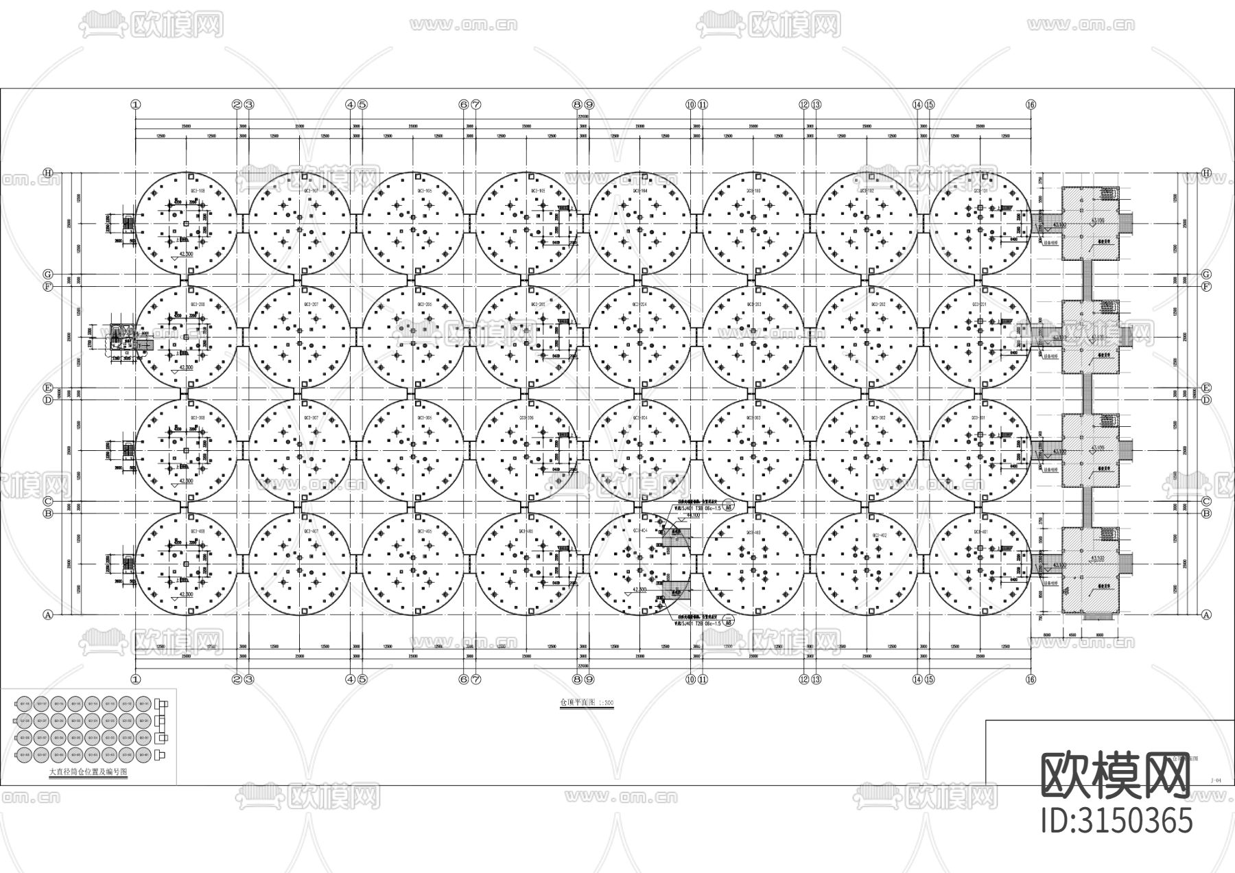 粮食筒仓 通用码头工程cad施工图下载（渲染图3）