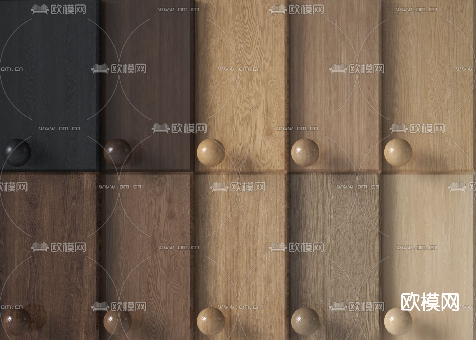 现代木饰面 护墙板su模型下载（渲染图1）