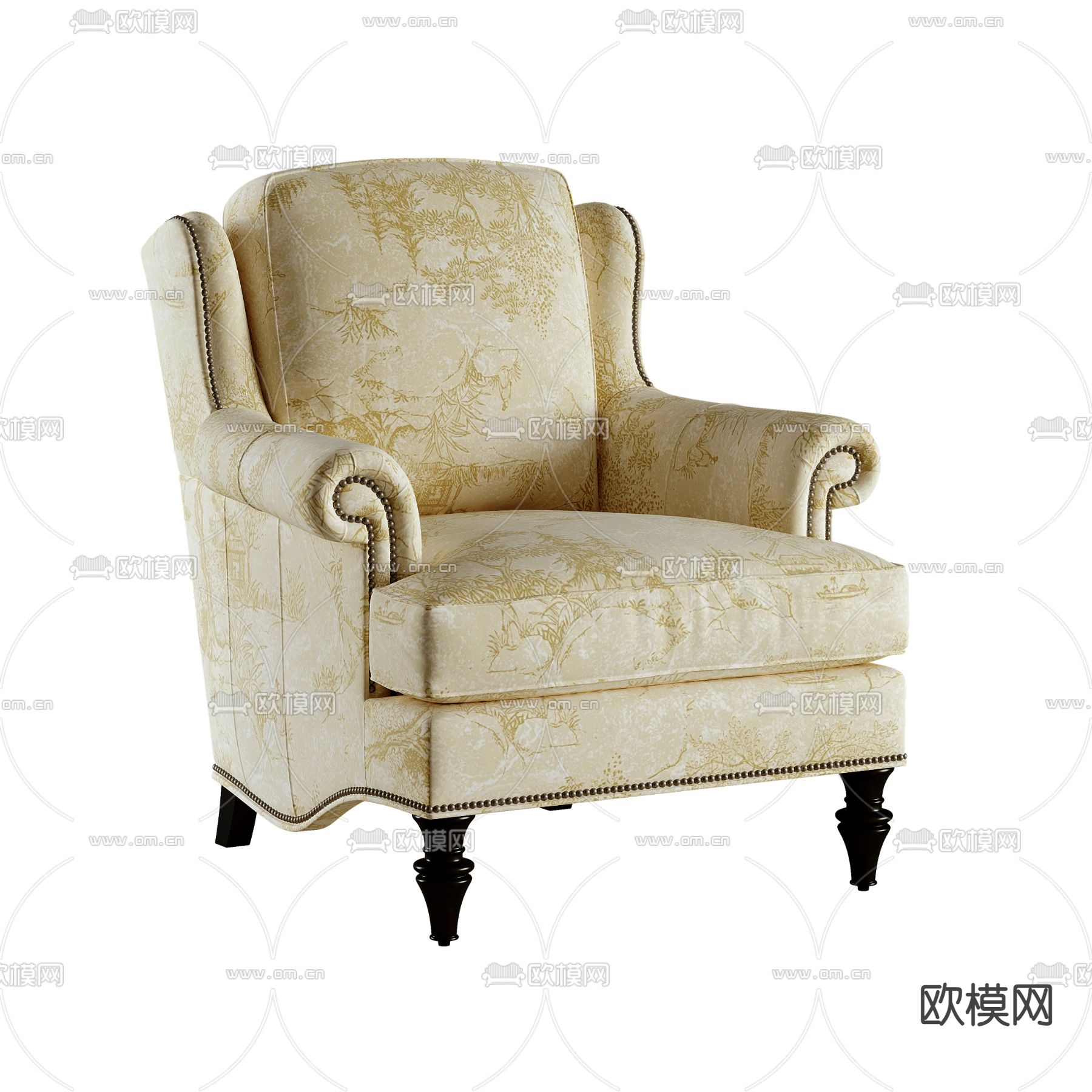 美式休闲沙发3d模型下载