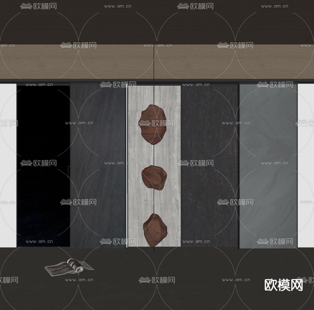 背景墙 岩石板su模型下载（渲染图1）