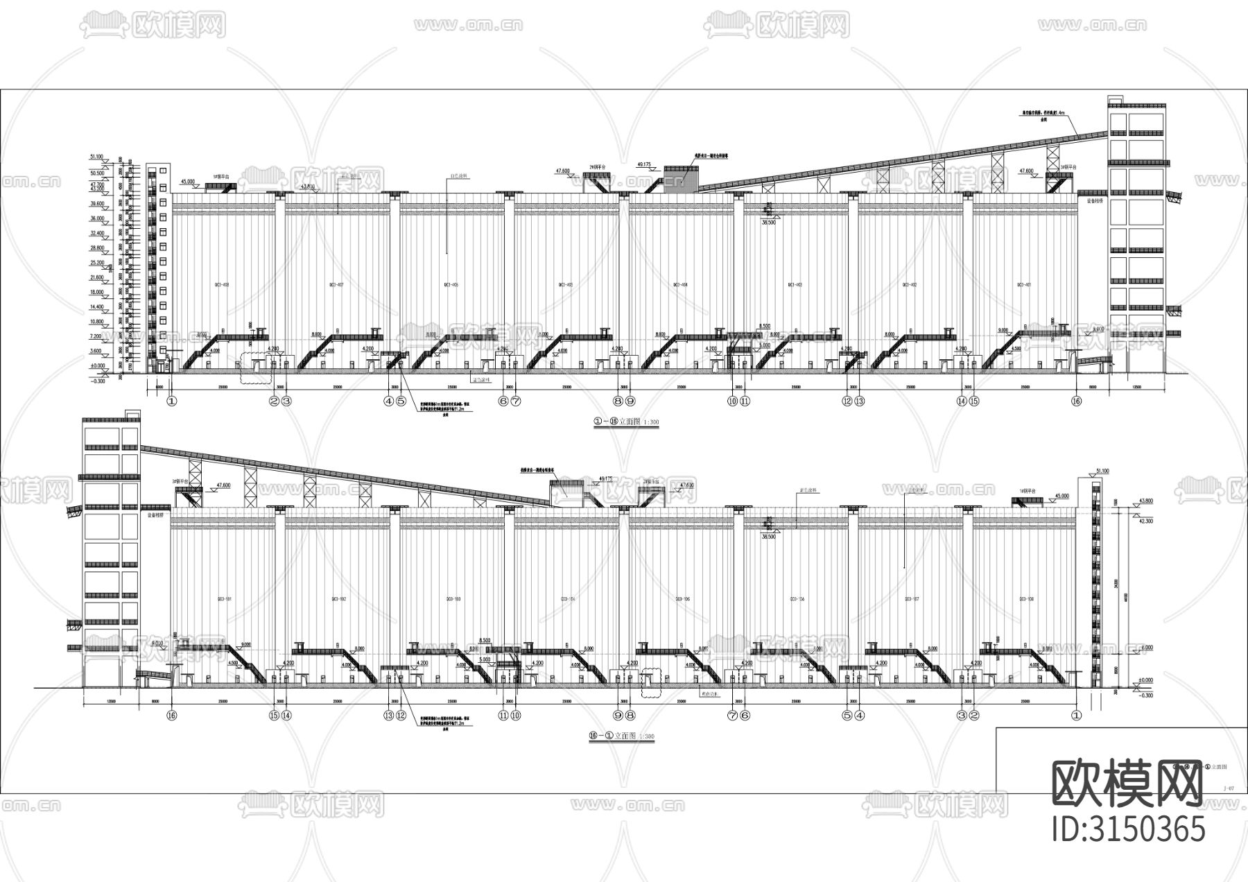 粮食筒仓 通用码头工程cad施工图下载（渲染图5）