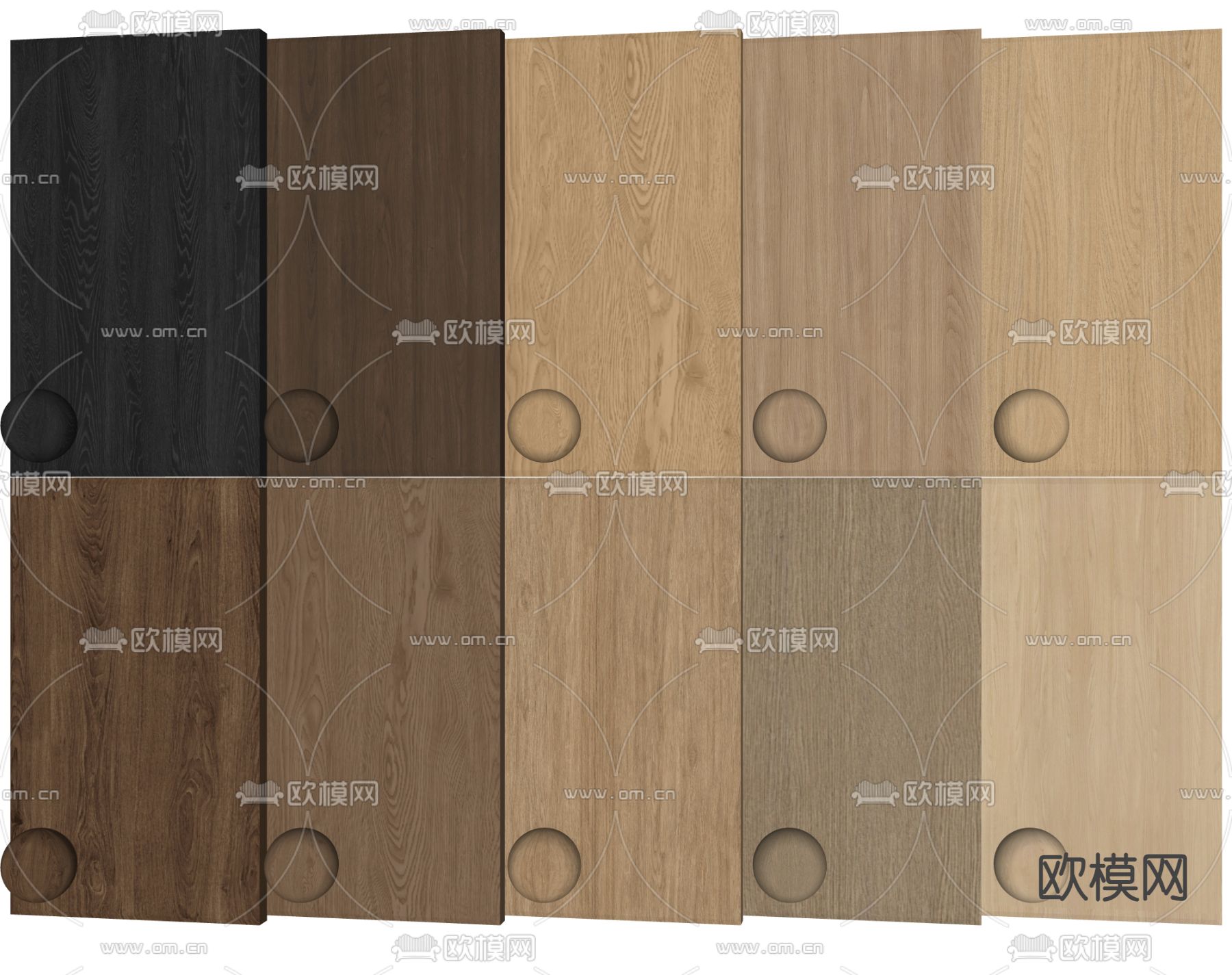 现代木饰面 护墙板su模型下载（渲染图2）