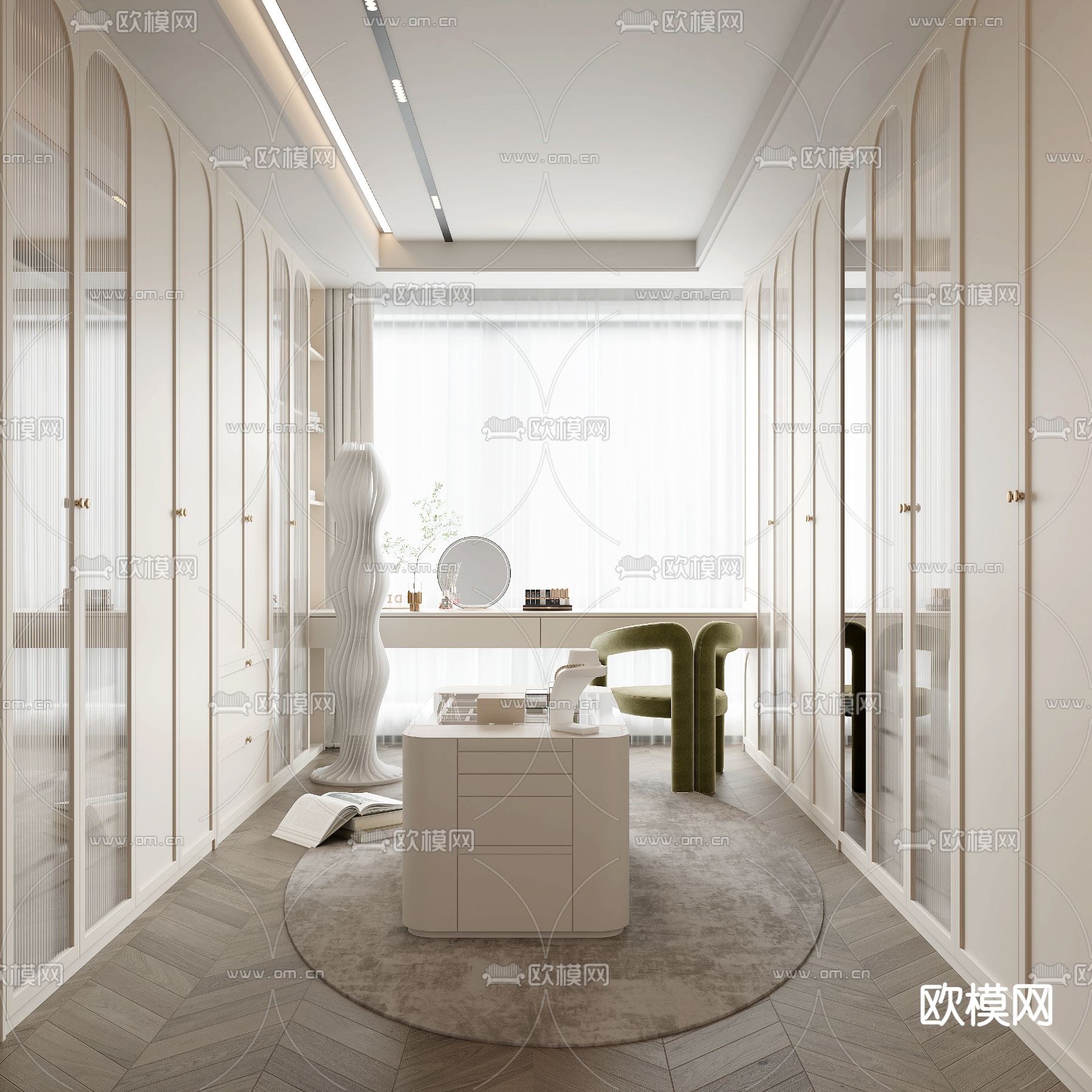 法式衣帽间 换衣间 梳妆间3d模型下载