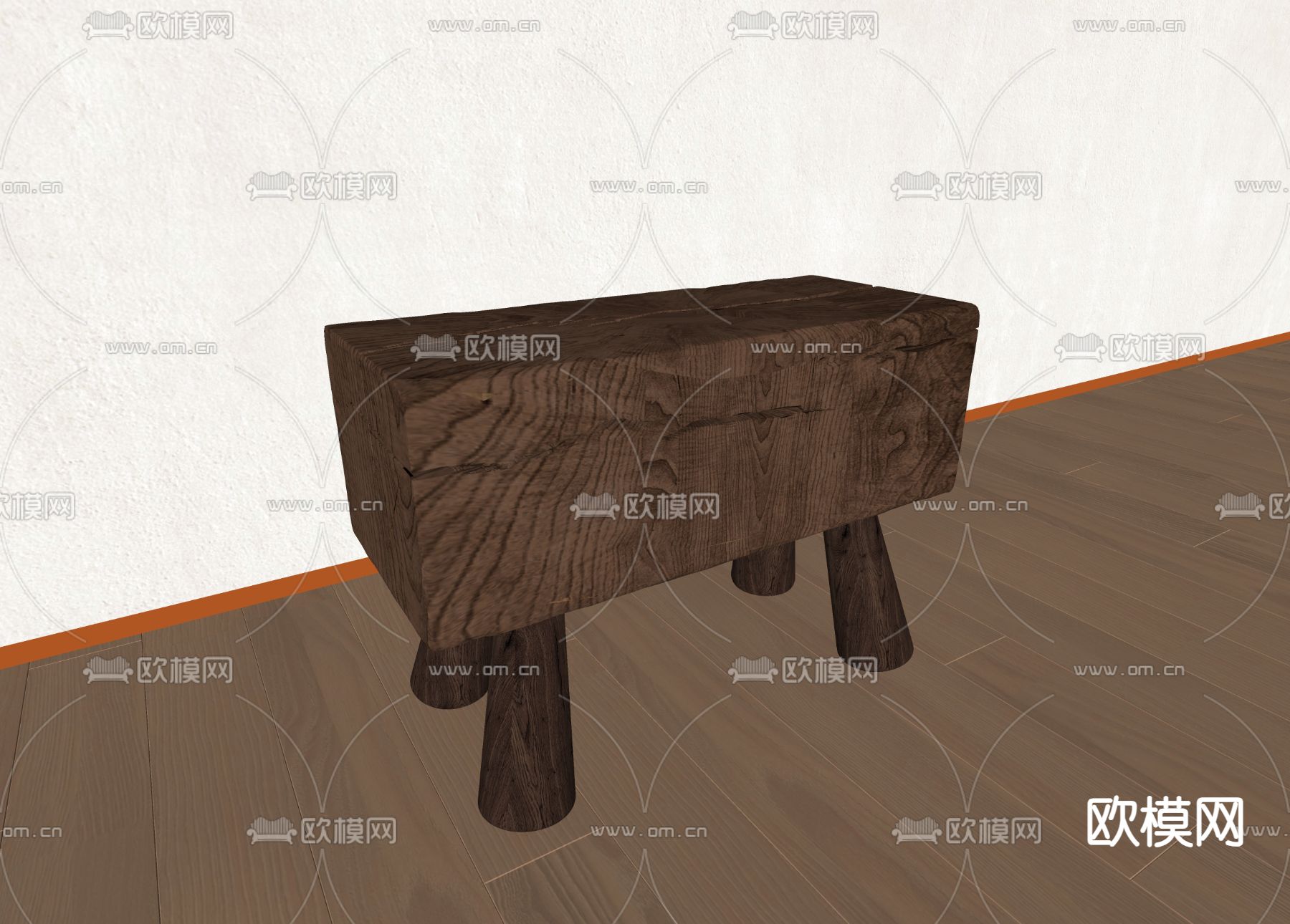 侘寂风小板凳 凳子su模型下载（渲染图2）