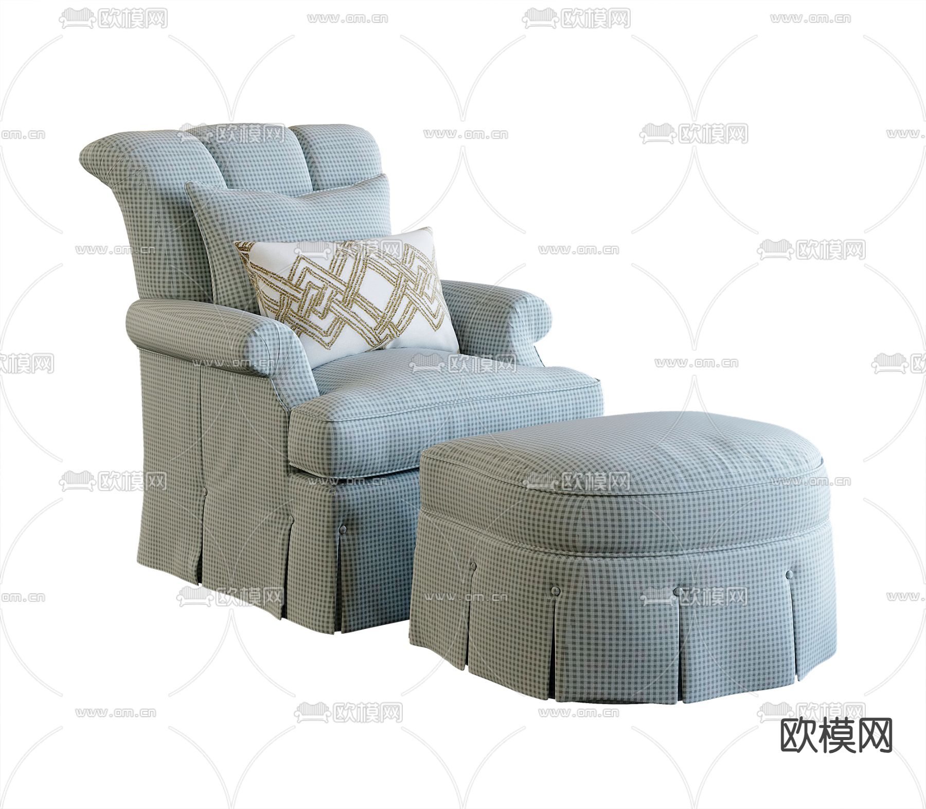 美式休闲沙发3d模型下载