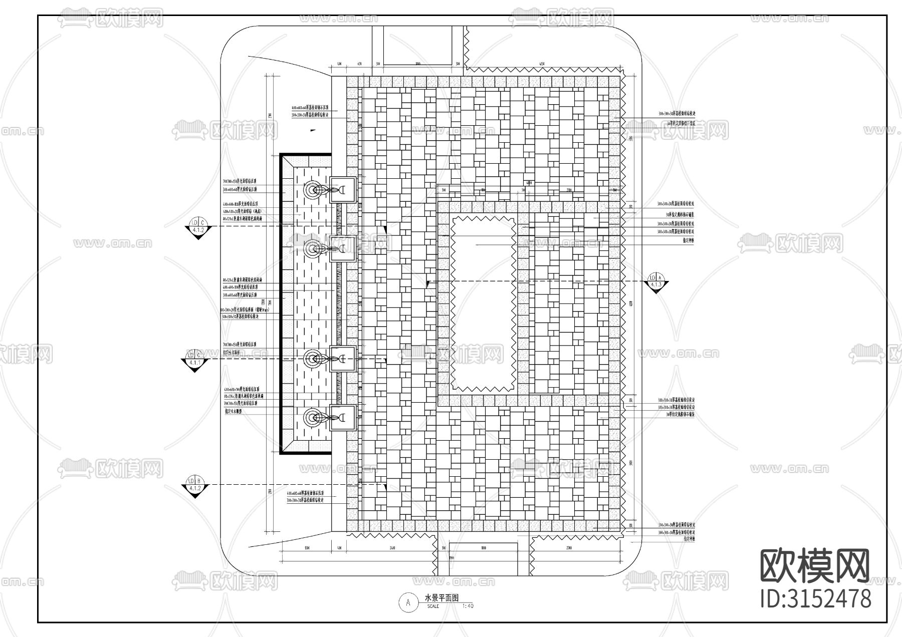 景亭与雕塑水景cad大样图下载（渲染图3）