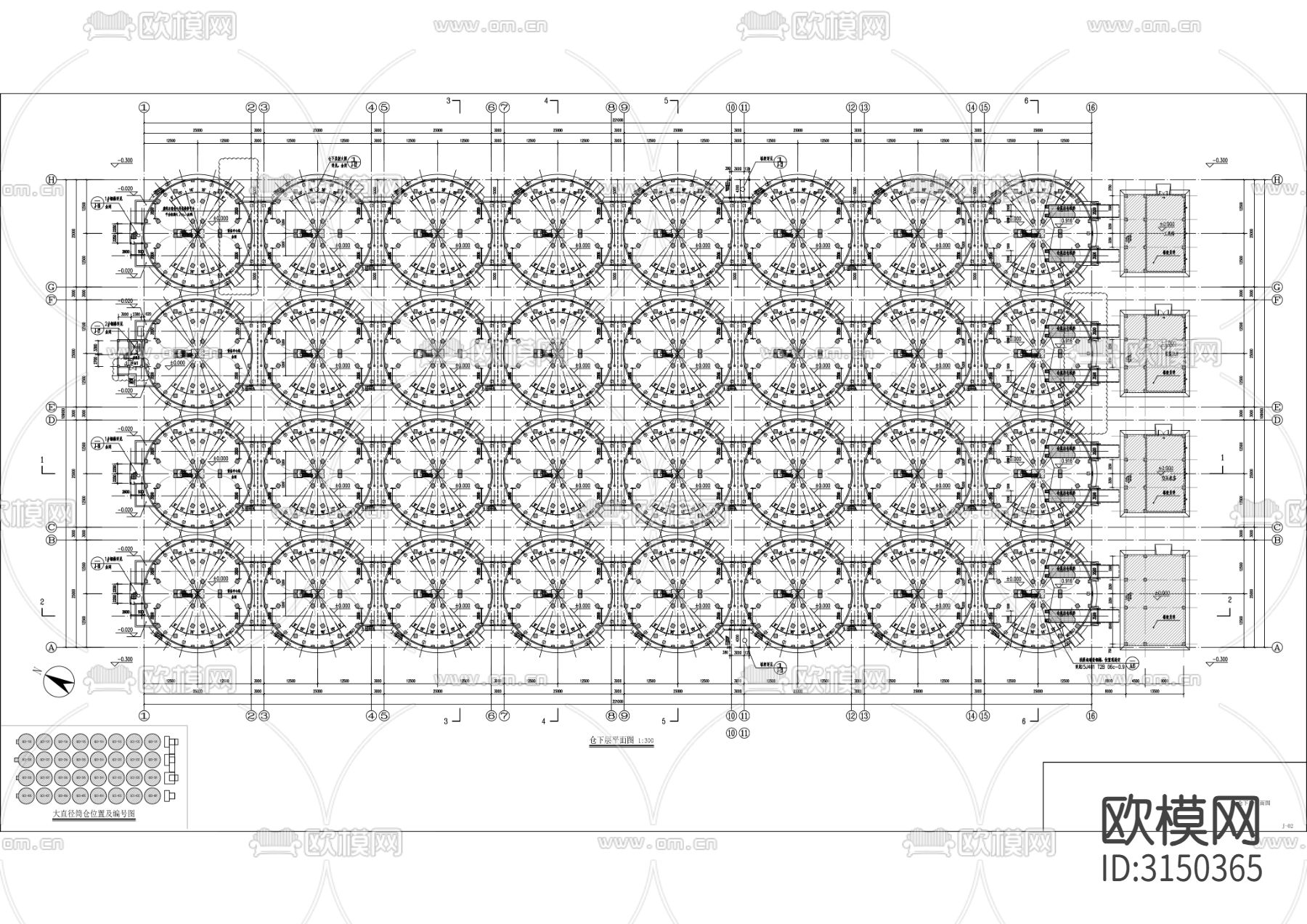 粮食筒仓 通用码头工程cad施工图下载（渲染图9）
