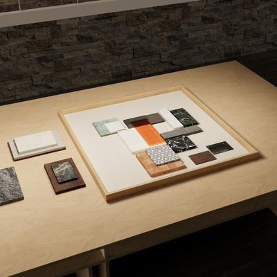  办公摆件 装饰材料盒su模型 