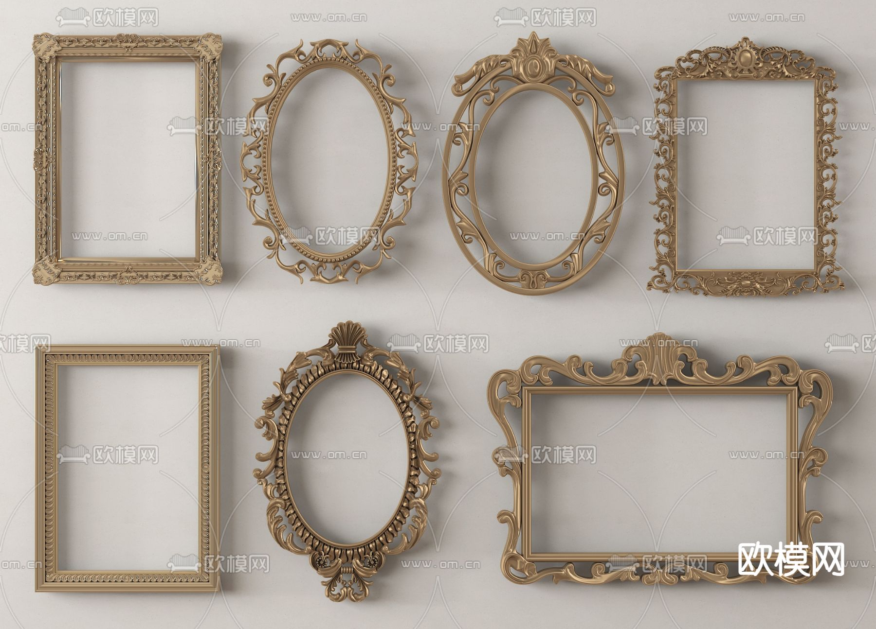 欧式画框 相框 镜框 古典画框 古典镜框su模型下载（渲染图2）