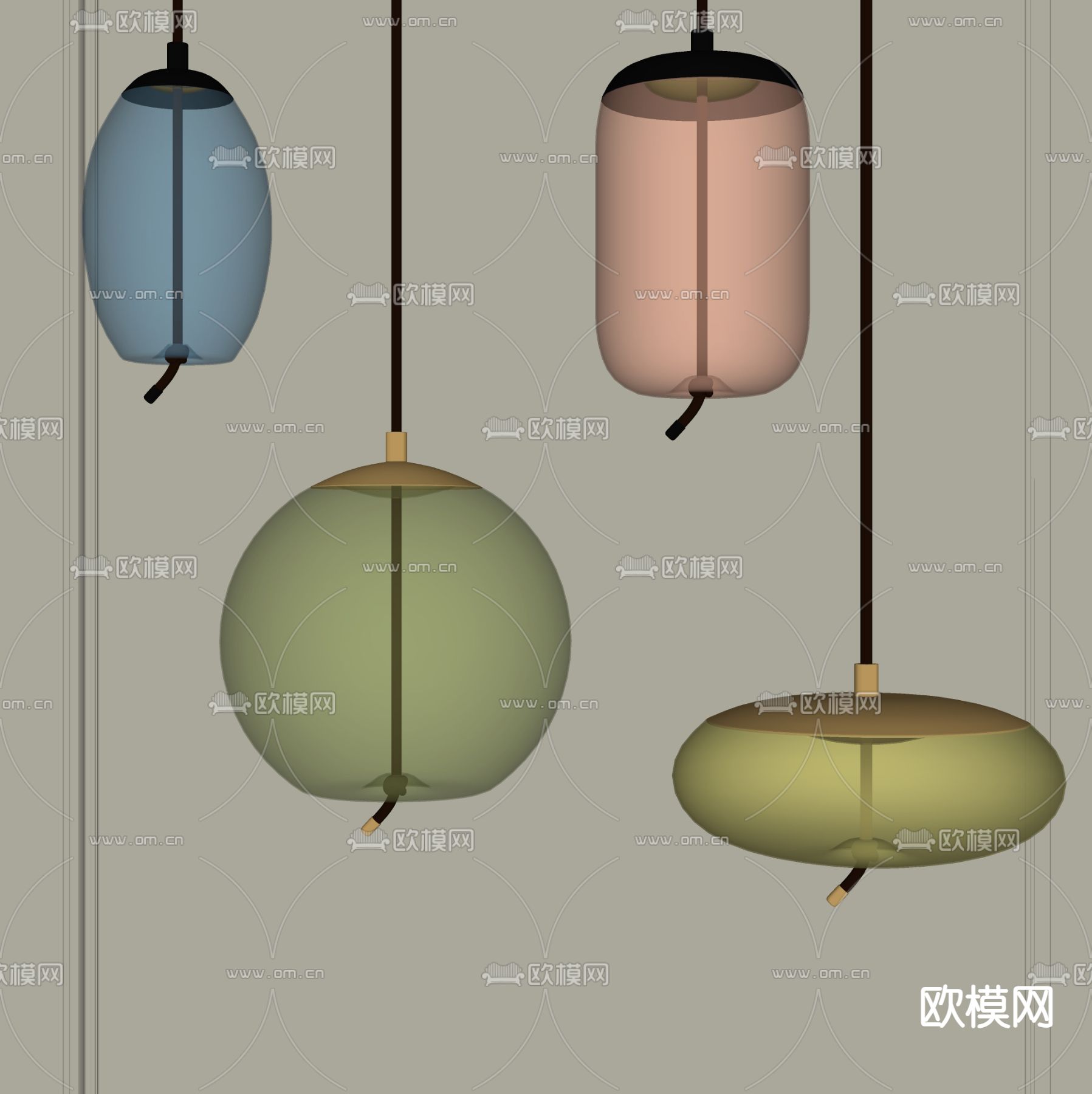 现代玻璃吊灯su模型