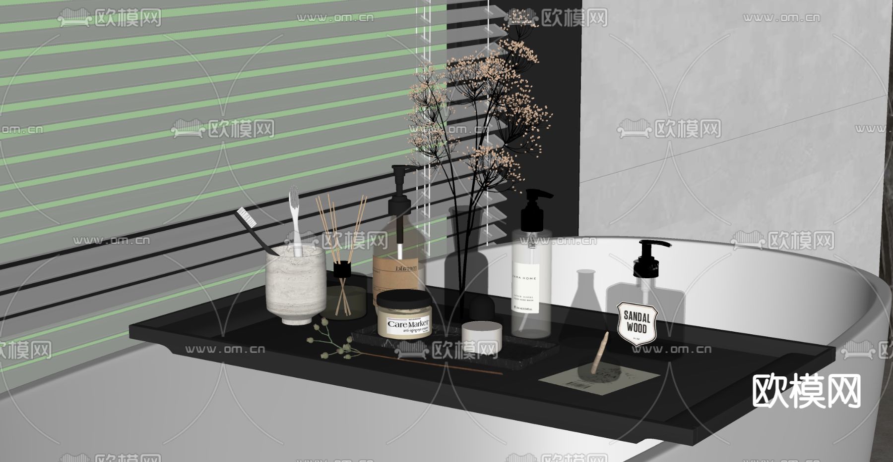 现代洗漱用品 卫浴用品su模型下载（渲染图2）