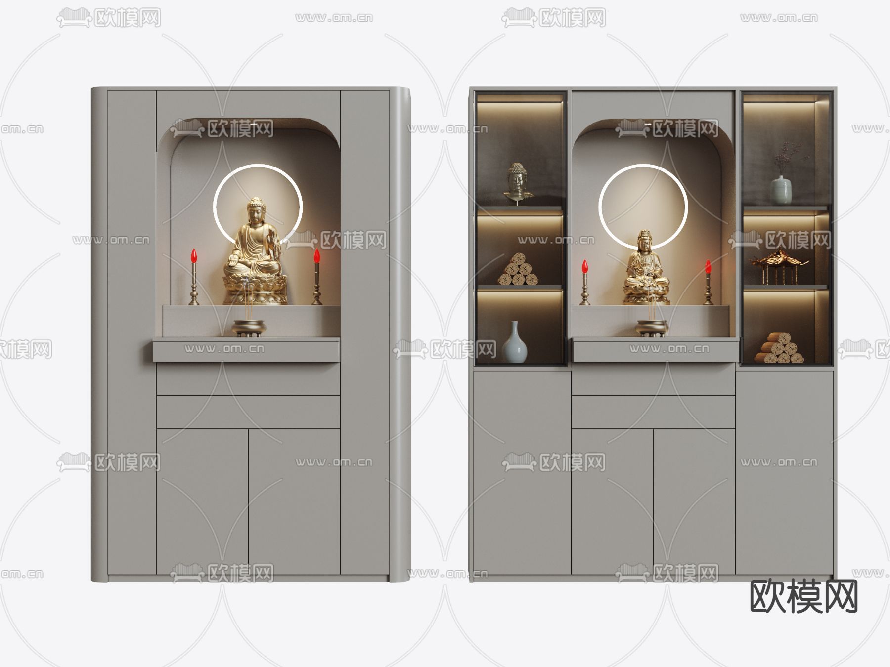 新中式佛龛 神龛 神柜3d模型下载