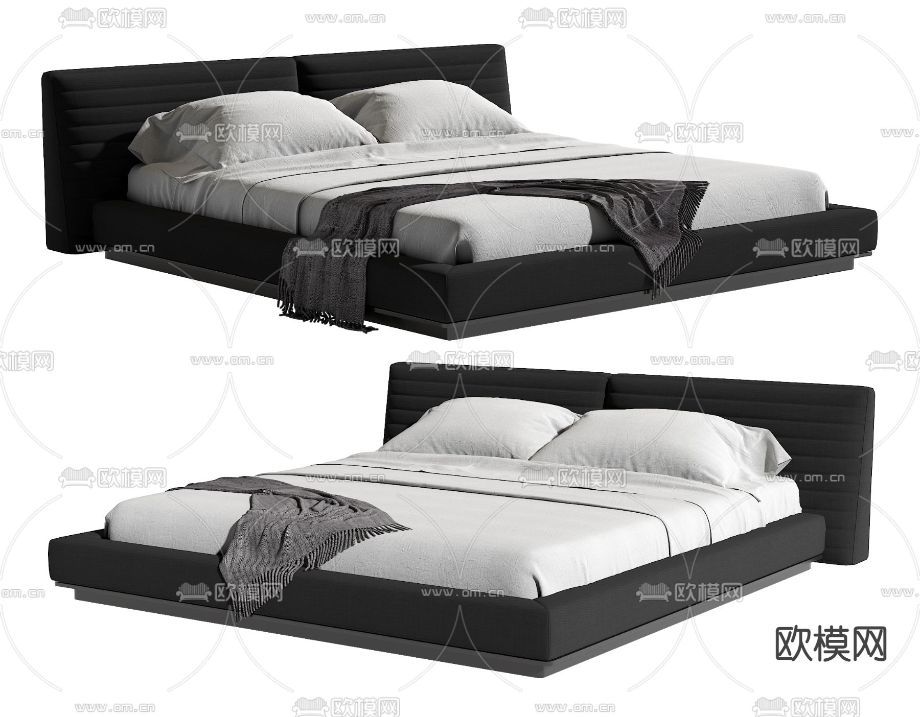 Minotti现代双人床3d模型下载