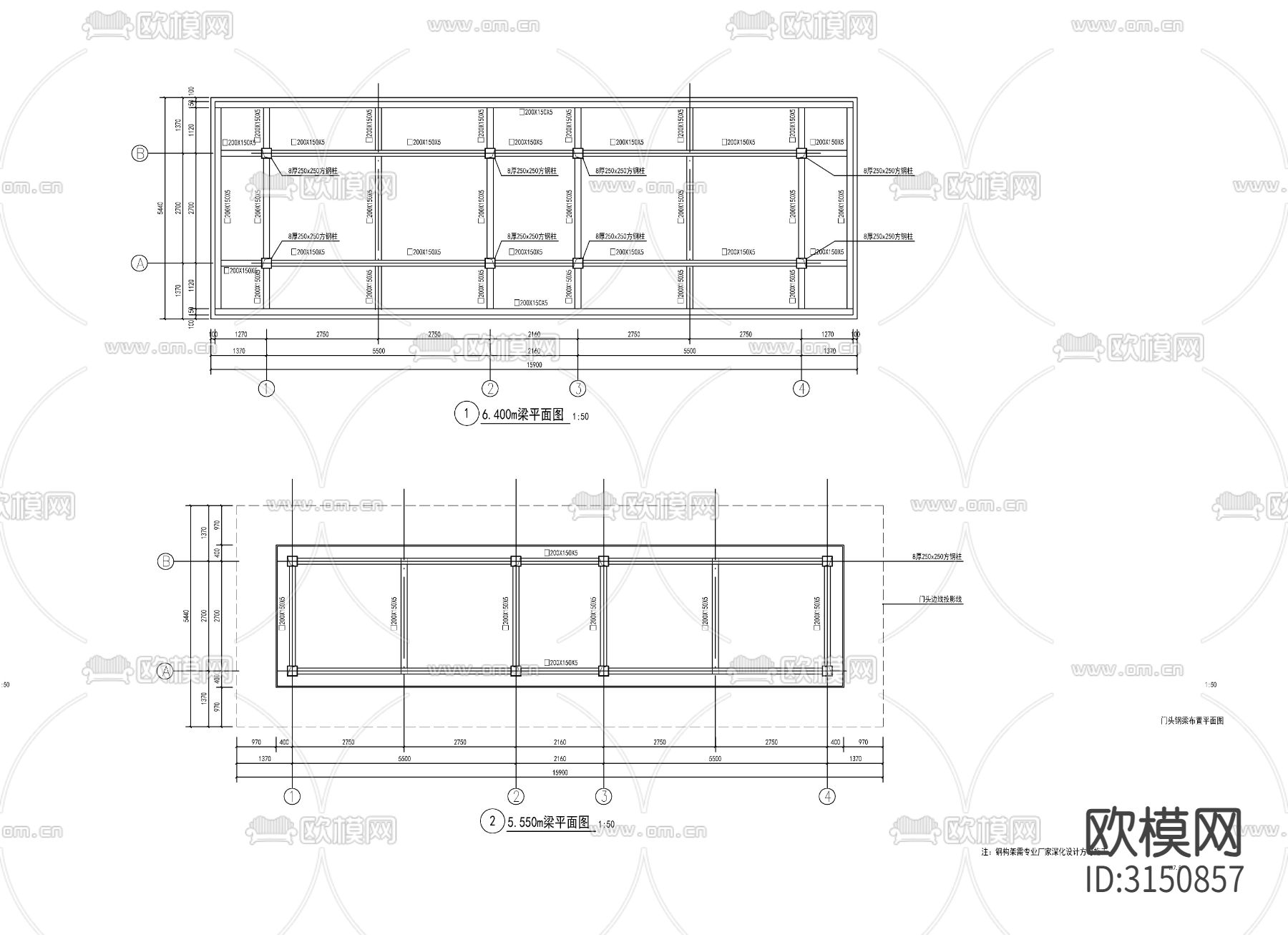小区人口 大门门头cad施工图下载（渲染图1）