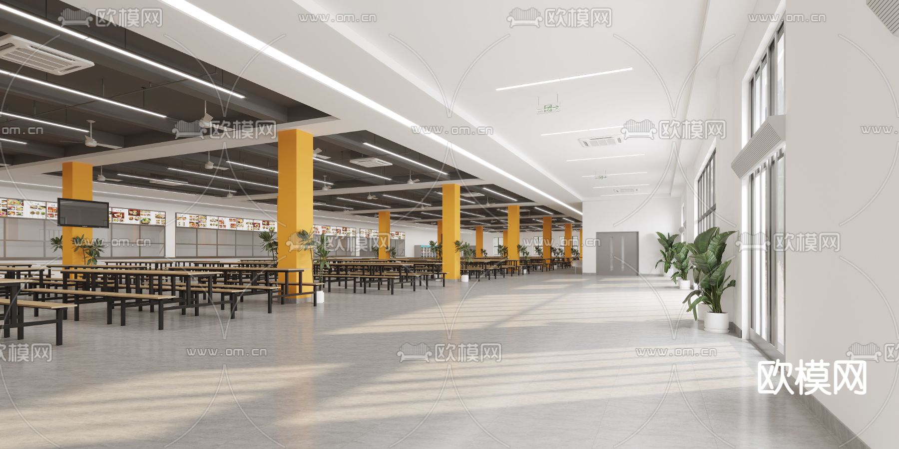 学校食堂3d模型下载（渲染图3）