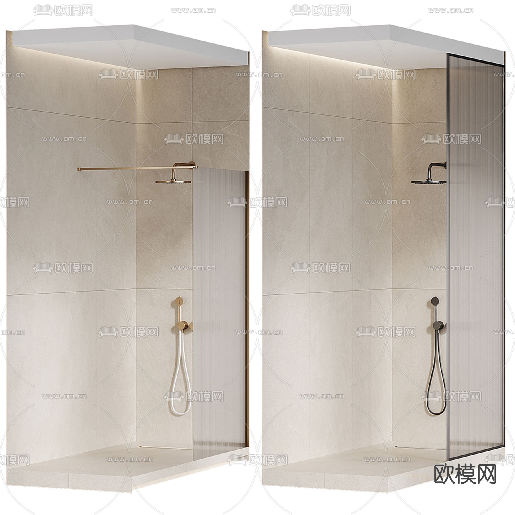 现代淋浴间 冲凉房3d模型下载（渲染图1）