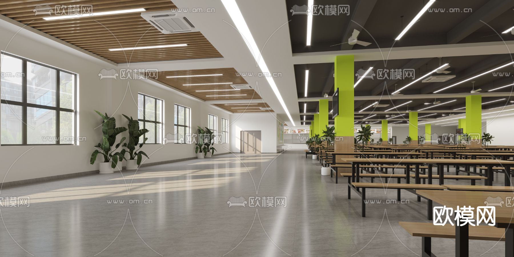 学校食堂3d模型下载（渲染图2）