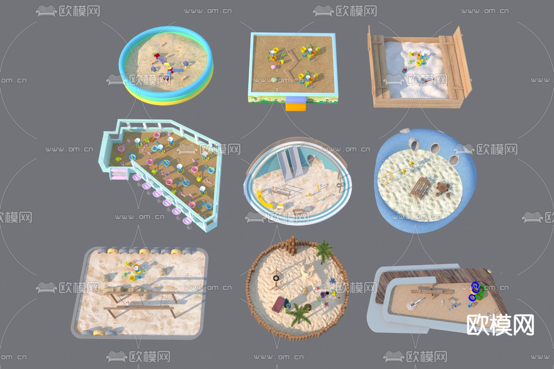 儿童乐园沙坑 攀爬滑梯 沙坑3d模型下载