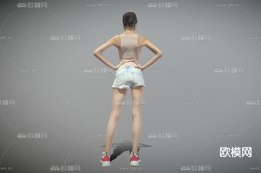 休闲美女 站姿女士 美女模特3d模型下载(渲染图2)