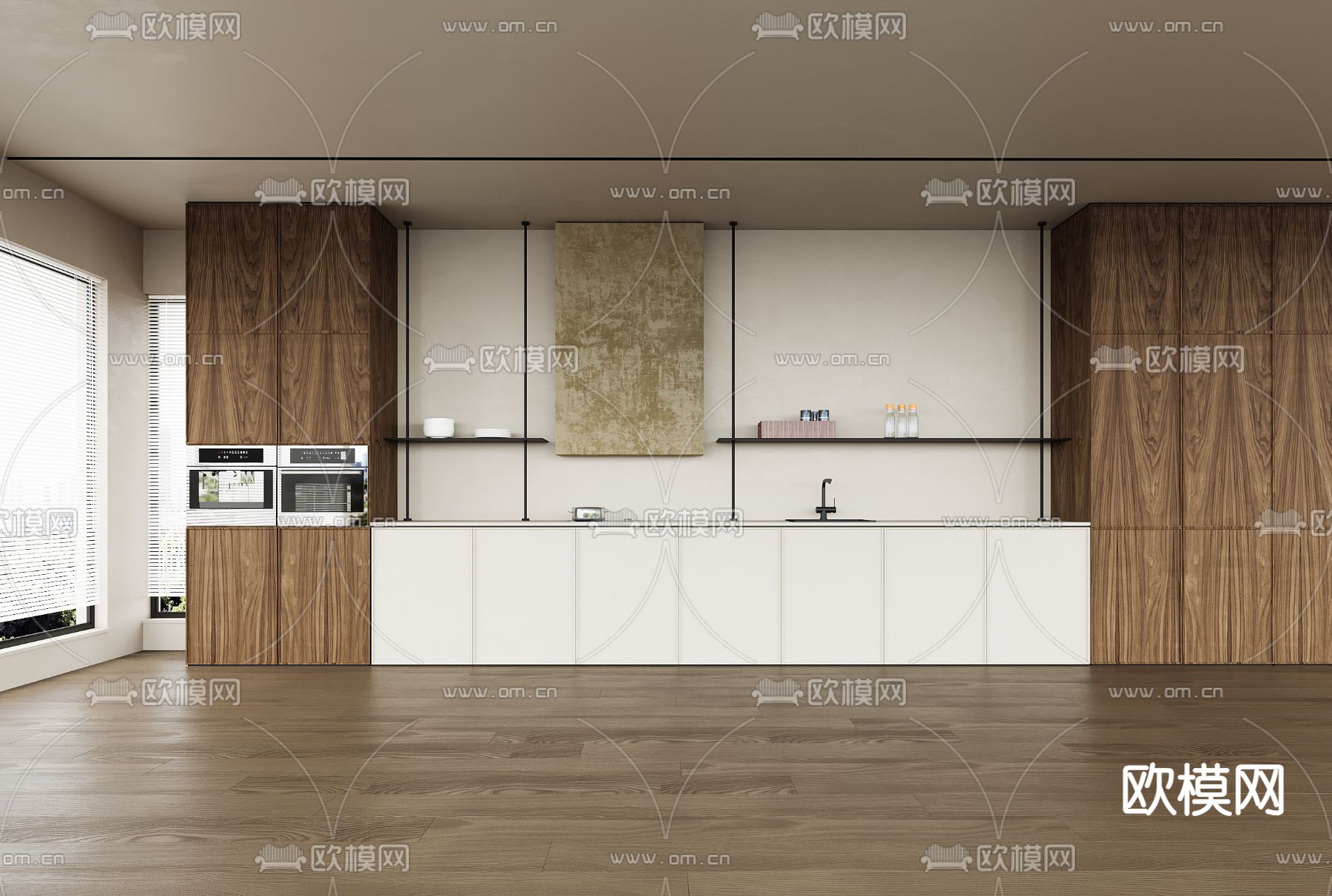 中古风橱柜3d模型下载