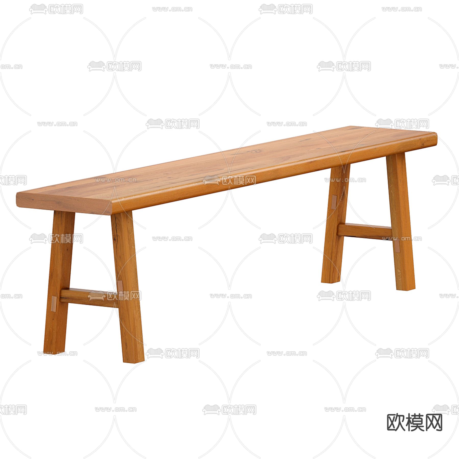 凳子 条凳 实木长凳3d模型下载（渲染图2）