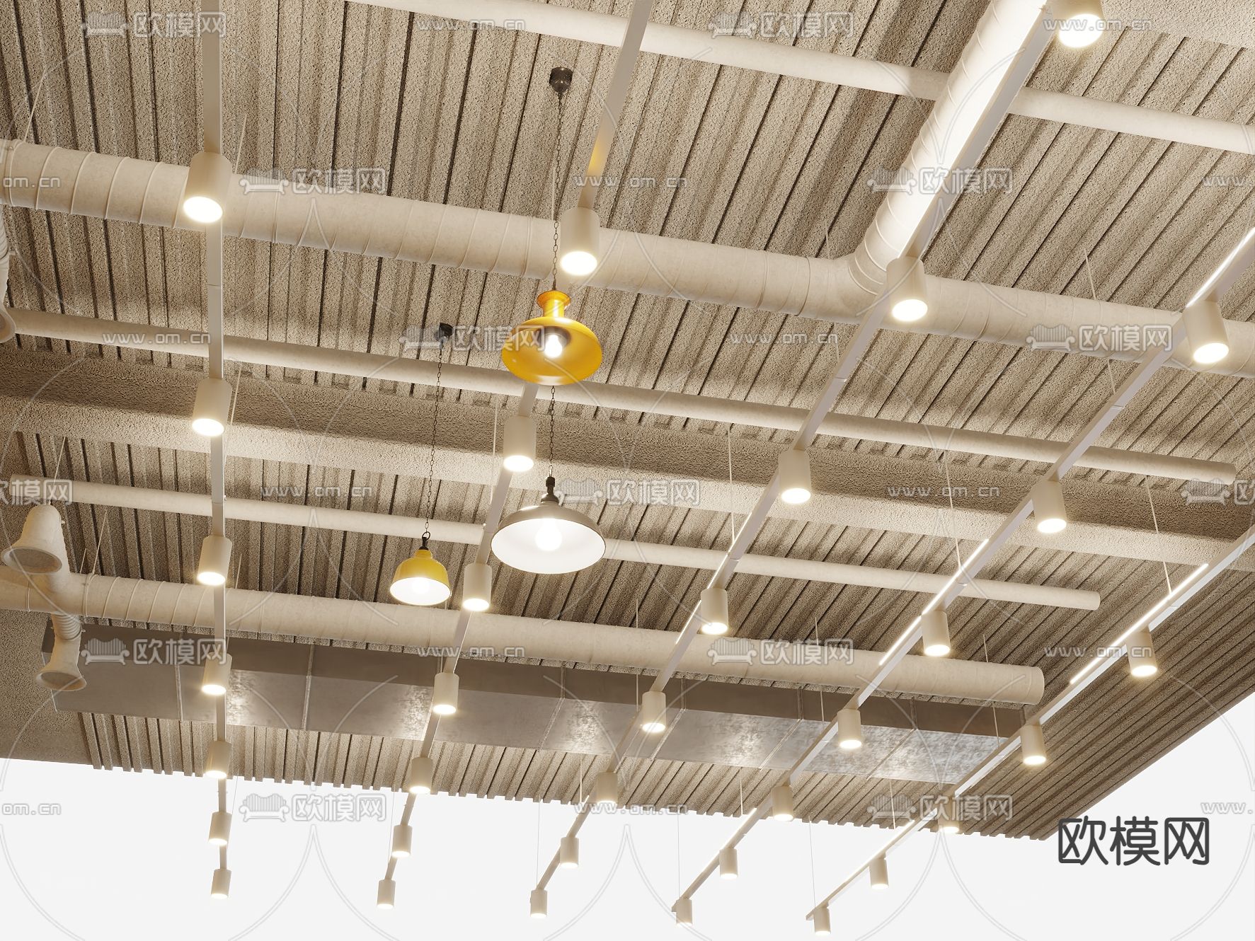 办公室吊顶 天花水管3d模型下载