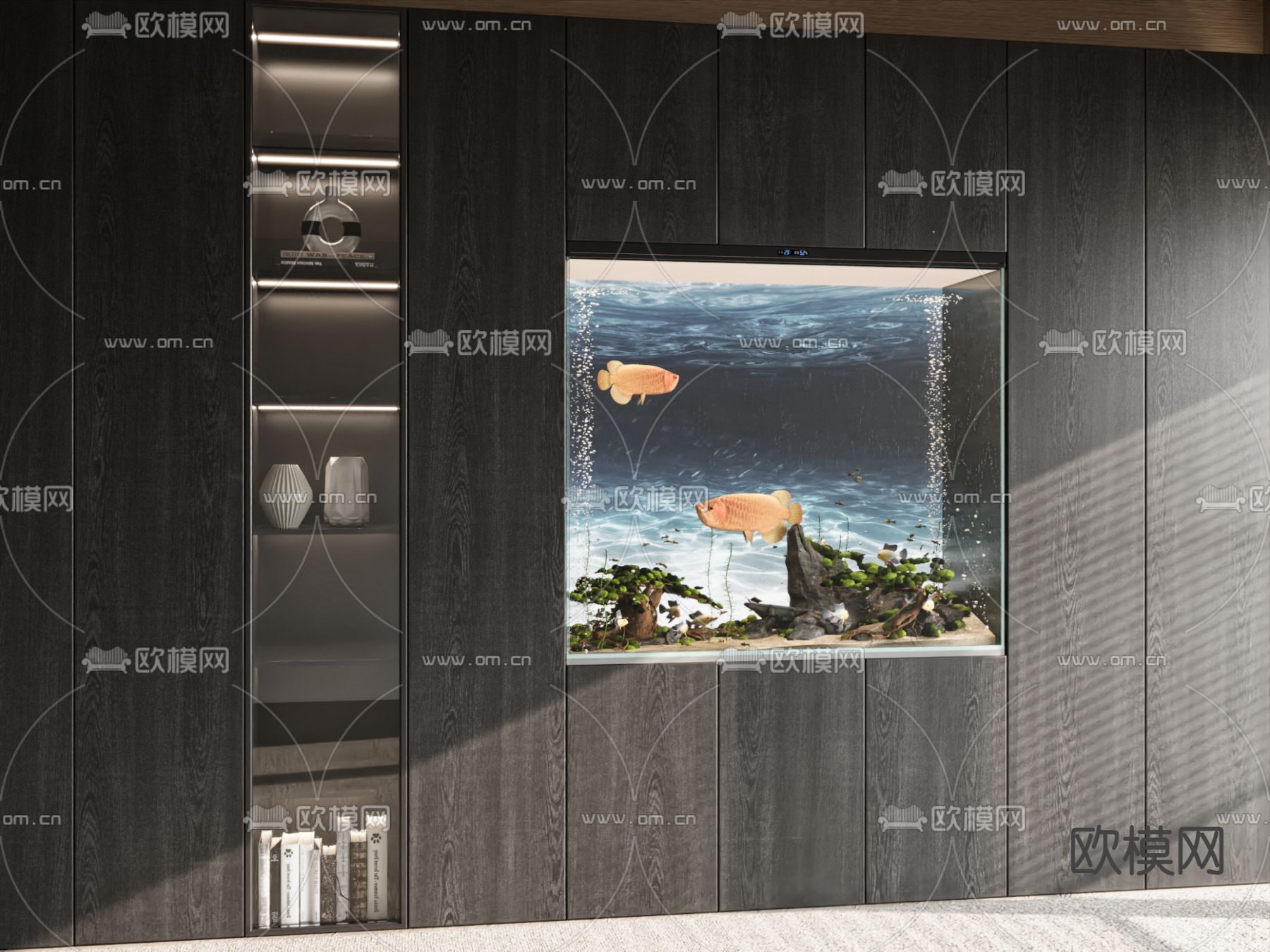 高柜鱼缸 恒温鱼缸 水族箱 观赏鱼3d模型下载