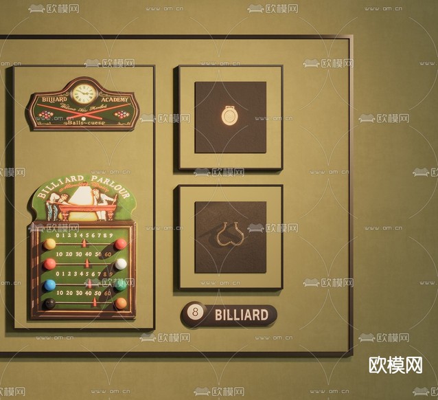 台球墙饰 挂饰3d模型下载(渲染图1)